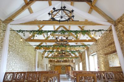 Edison Bulbs with Greenery and Drapes